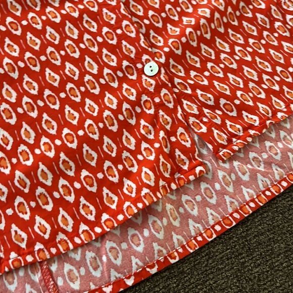 J. Jill Sleeveless Orange Red Abstract Design Rayon Button Down A-line Top-Small - Picture 14 of 16